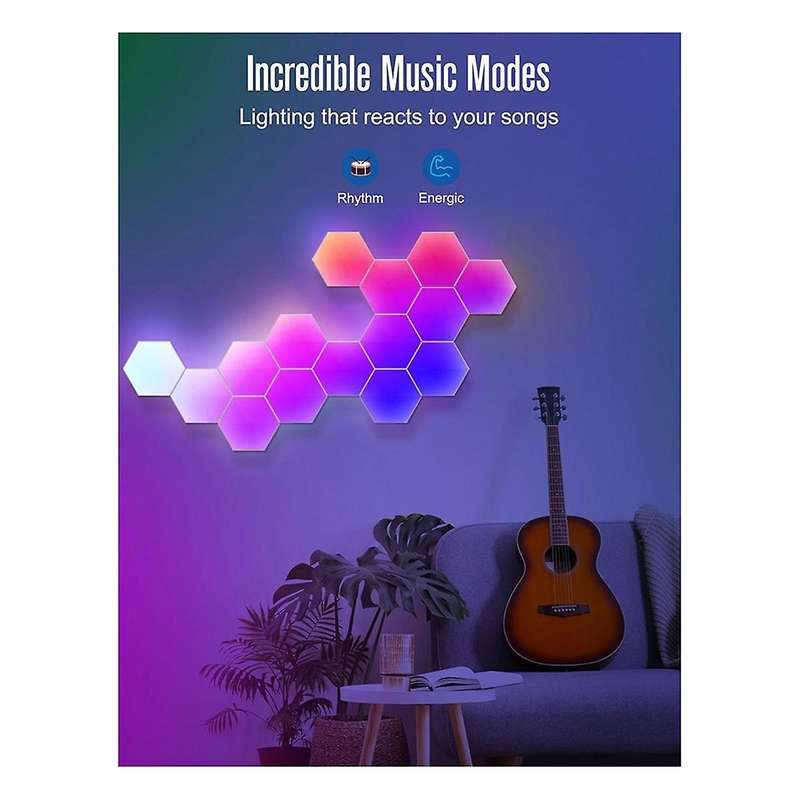 Rgb Smart Light Board Hexagonal Lamp Indoor Atmosphere Wall Lamp Voice Control App Night Light for G