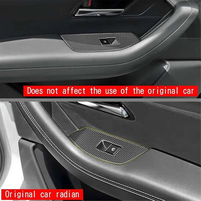 Rhd Car Carbon Fiber Window Glass Lift Button Switch Cover Trim Door Armrest Panel for -60 2022 2023