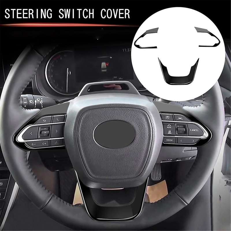 RHD Car Interior Steering Wheel Cover Trim Sticker Kits for Voxy Noah 90 Series 2022 2023+ Glossy Bl