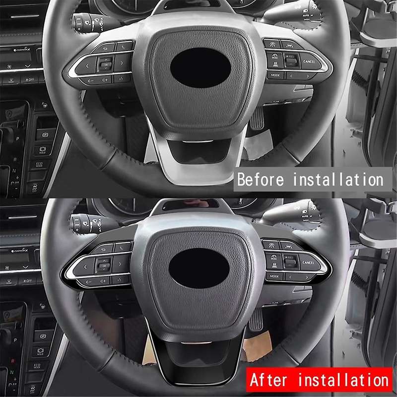 RHD Car Interior Steering Wheel Cover Trim Sticker Kits for Voxy Noah 90 Series 2022 2023+ Glossy Bl