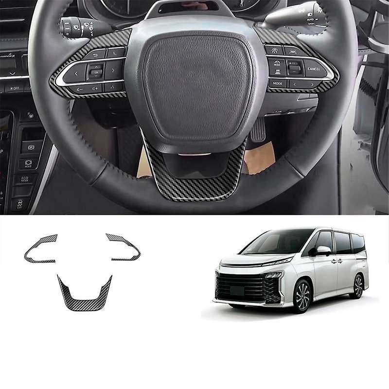 RHD Car Interior Steering Wheel Cover Trim Sticker Kits for Voxy Noah 90 Series 2022 2023+ABS Carbon