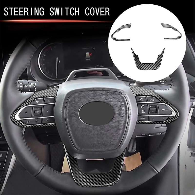 RHD Car Interior Steering Wheel Cover Trim Sticker Kits for Voxy Noah 90 Series 2022 2023+ABS Carbon