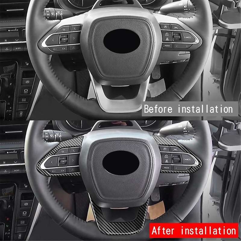 RHD Car Interior Steering Wheel Cover Trim Sticker Kits for Voxy Noah 90 Series 2022 2023+ABS Carbon