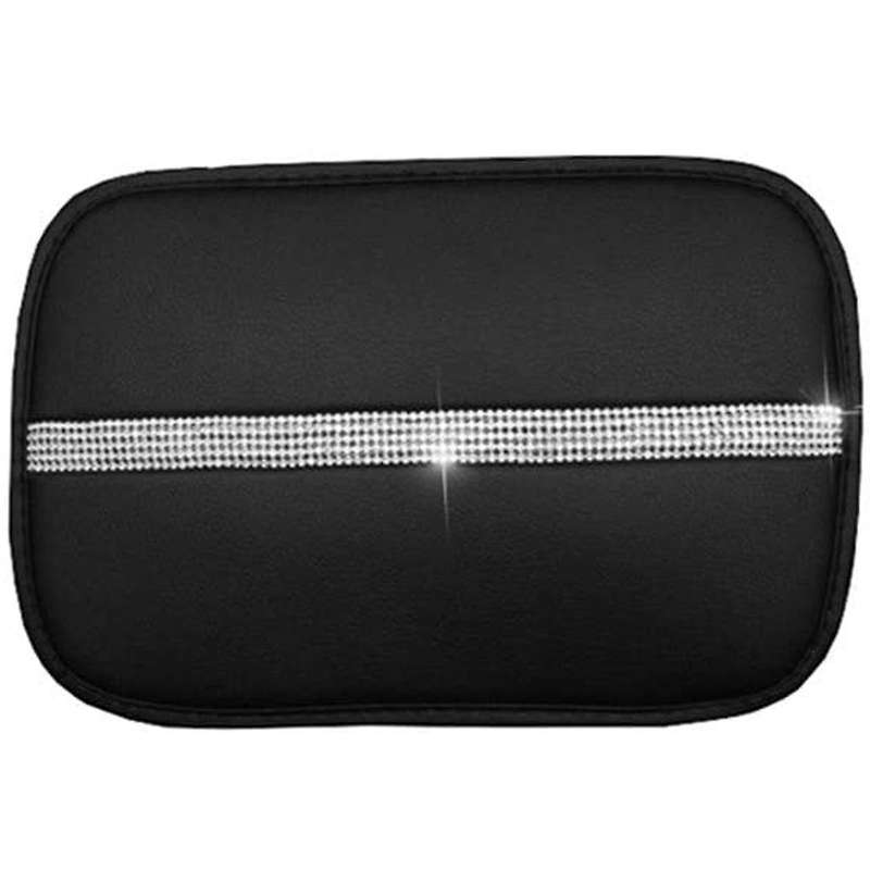 Rhinestone Car Armrest Box Cushion PU Car Armrest Seat Cover Protective Cover Universal