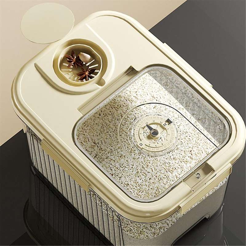 Rice Container, Rice Storage Box Plastic Food Tip Sealed Proof for Kitchen