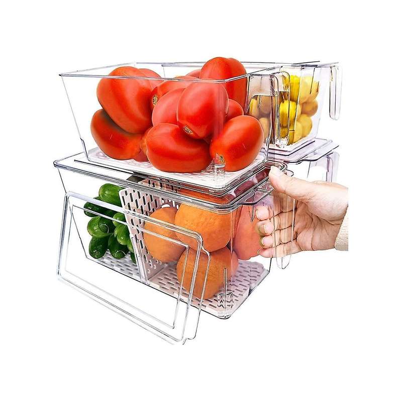 Rice Container with Handles 4 Pack Food Storage Containers Small and Sized Refrigerator Organizer B