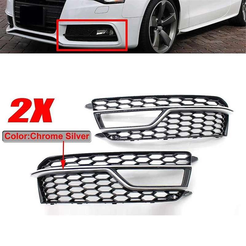 Right Chrome Car Front Bumper Mesh Fog Light Cover Honeycomb Grill Grille Cover for S5 A5 S-lines 20