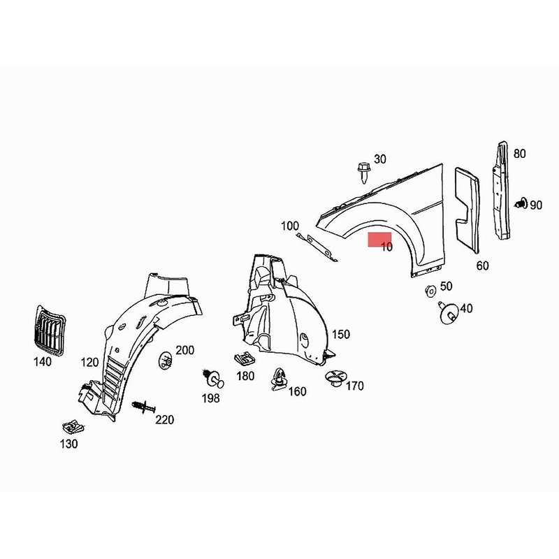Right Front Aluminium A2048800118 for W204 C300 C350 C250 2008-2014 Wing Plater Bracket