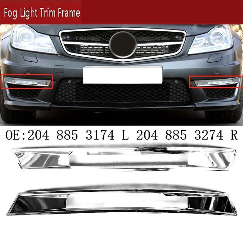 Right Front Bumper Fog Light Trim Frame Cap Chrome Running Light Cover for - C-Class W204 C63 204885