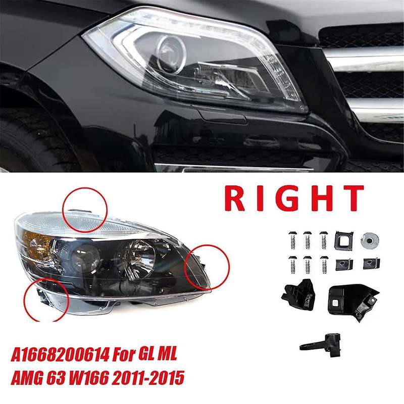 Right Front Headlight Bracket Repair Kits A1668200614 for Ml 63 W166 2011-2015 Fixed Holder Screw