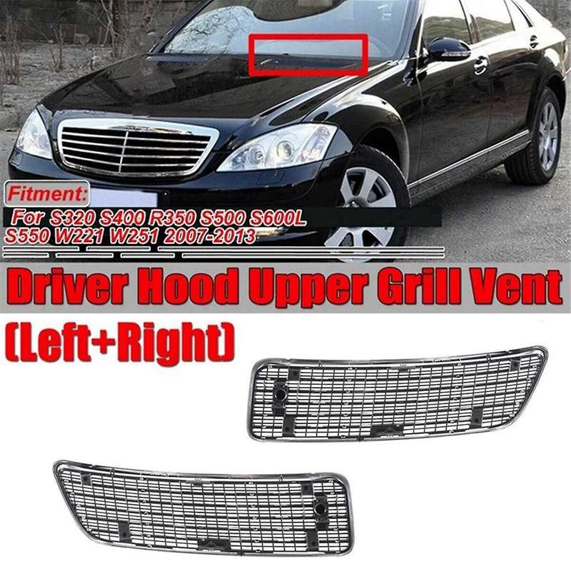 Right Front Hood Upper Grille Cover for W221 W251 2007-2013 A2218800205 Bonnet Grill Chrome Trim