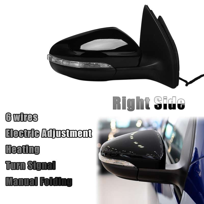 Right Side Door Rear View Mirror Assembly RH 6 Lines for Golf MK6 2009-2012 with Electric Adjustment