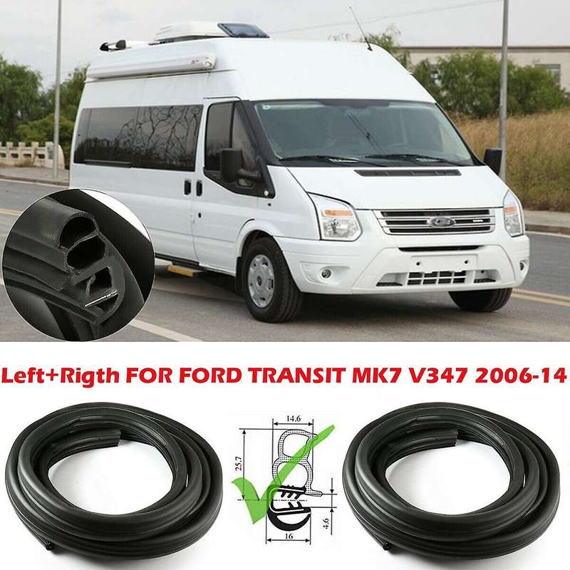 Right+Left Front Door Weatherstrip Rubber Seal for Transit MK7 V347 2006-2014 6C11V20708BC