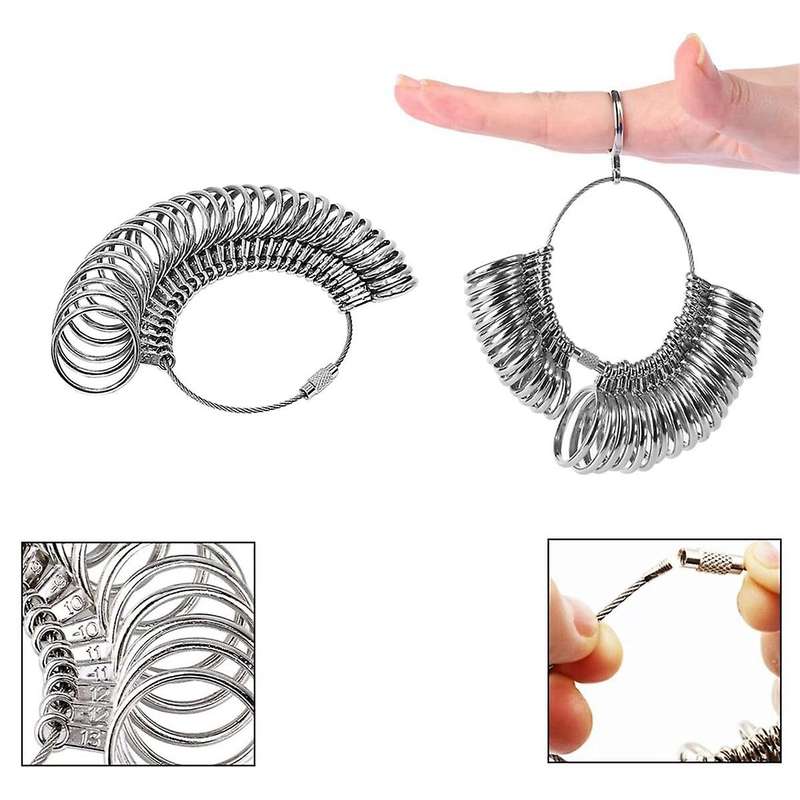 Ring Size Tool, Metal Mandrel Measuring Rod Ring Mandrel Aluminum with Finger Sizing Steel Ring