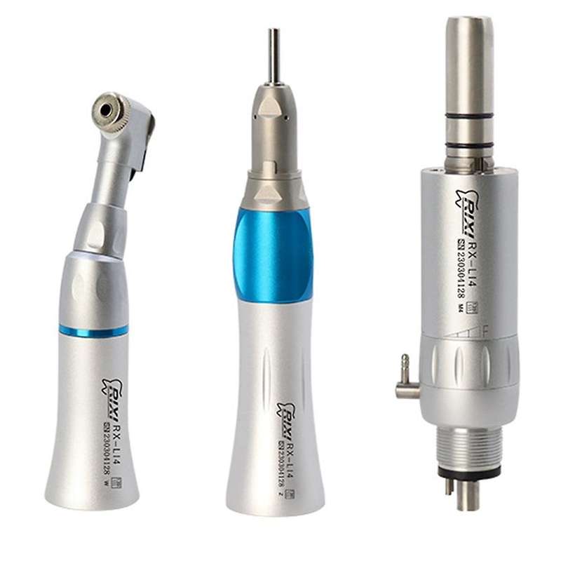 RIXI Dental Fiber Optic Angle Straight Low Speed Handpiece Inner Channel LED Motor 4 Holes