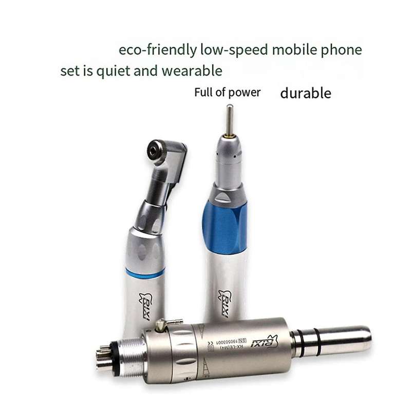 RIXI Dental Fiber Optic Angle Straight Low Speed Handpiece Inner Channel LED Motor 4 Holes