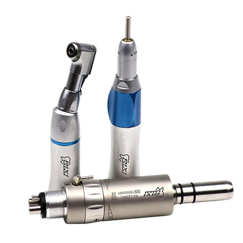 RIXI Dental Fiber Optic Angle Straight Low Speed Handpiece Inner Channel LED Motor 4 Holes