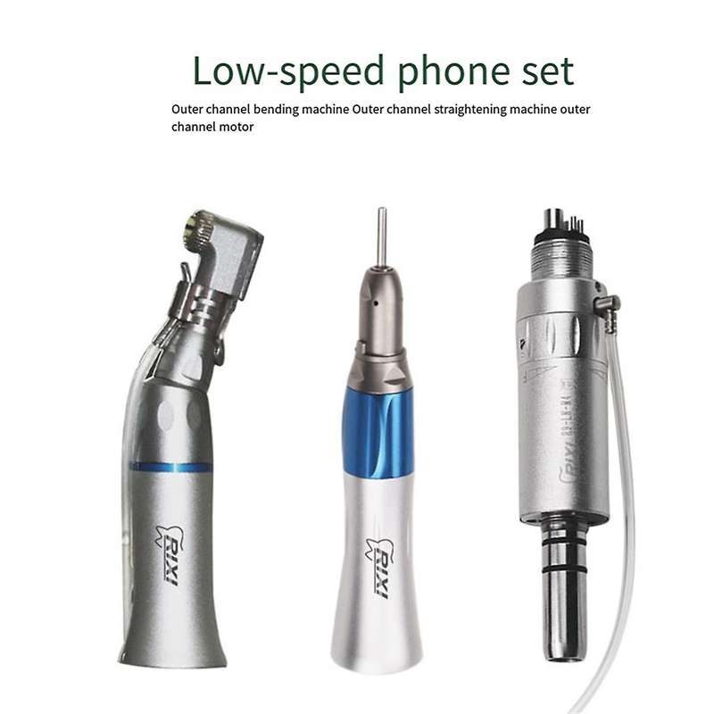 RIXI Dental Fiber Optic Angle Straight Low Speed Handpiece Inner Channel LED Motor 4 Holes