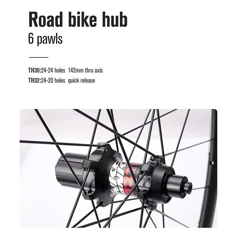 Road Bike 24 Holes Hub Aluminum Alloy Hub 6 Pawls 6 Bearing 72 Rings Clicks CNC Straight Spokes Disc