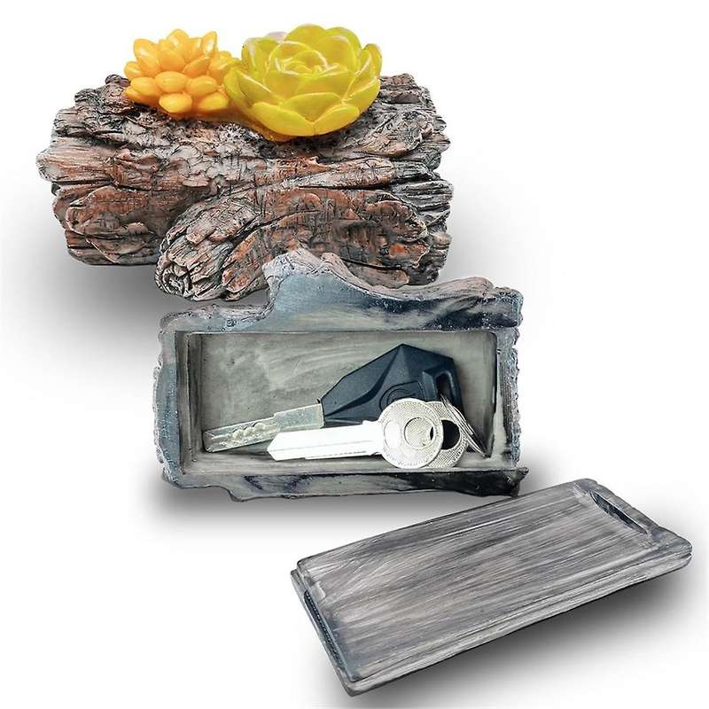 Rock Hidden Key Box for Outside - Safe Resin Spare Key Hider for Outdoor Garden or Yard (Tree Stump