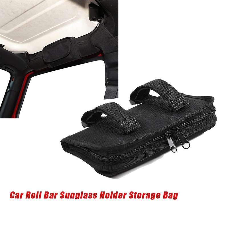 Roll Bar Sunglass Holder Storage Pouch for Jk Tj Cj Yj Jku Jl Jlu 2/4 Door 2018-2024 Storage Bag