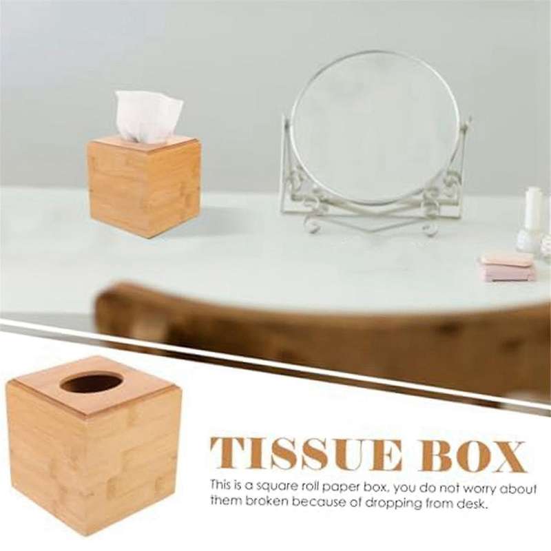 Roll Wooden Square Tissue Box Tissue Paper Holder Farmhouse Tissue Case Bathroom Tissue Holder Woode