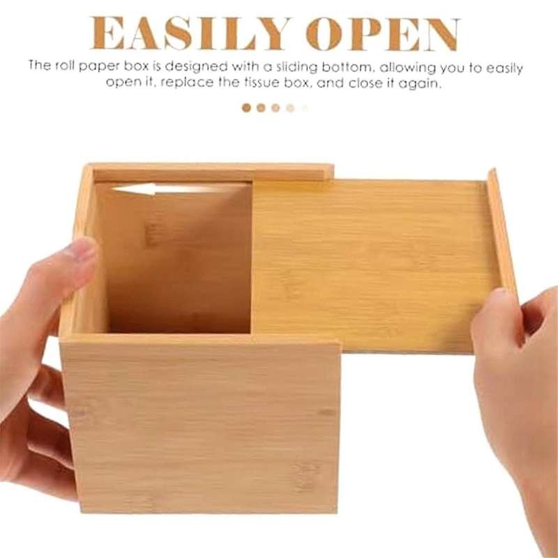 Roll Wooden Square Tissue Box Tissue Paper Holder Farmhouse Tissue Case Bathroom Tissue Holder Woode
