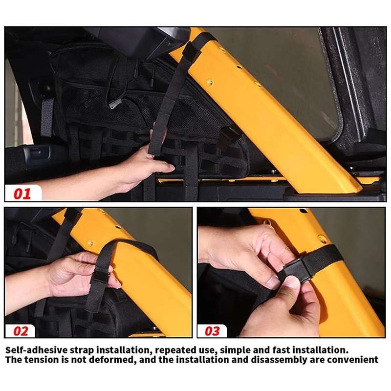 Roll Bar Storage Bag for 2021-2024 4 Door Accessories Trunk Organizer Cargo Cage Saddlebag Tool Kit,
