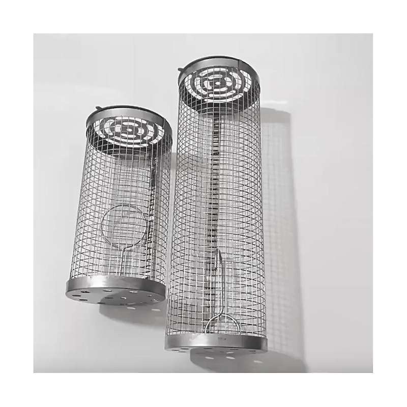 Rolling Grilling Basket 2 Pack - Round Stainless Steel Grill Mesh, Bbq Grill Mesh for Vegetables, Fi