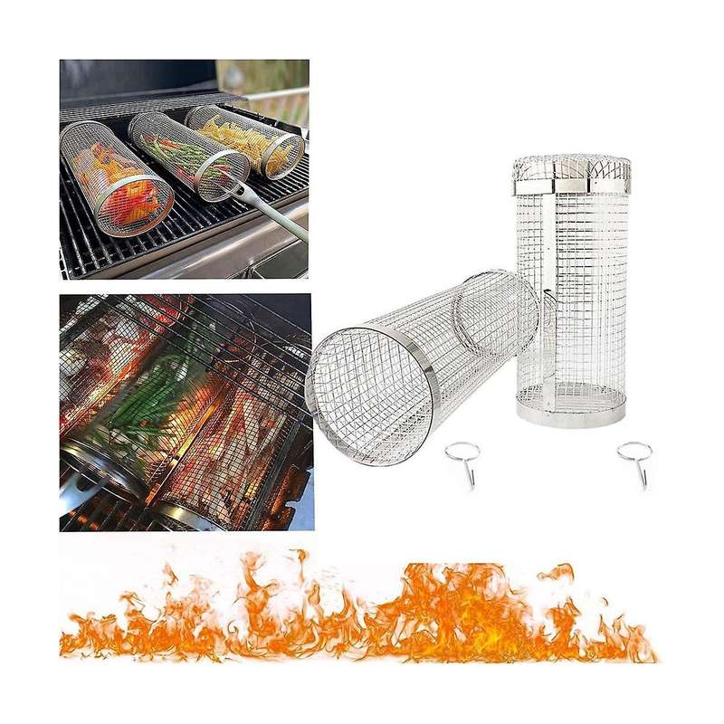 Rolling Bbq Basket Bbq Accessories,round Bbq Grill Mesh,bbq Vegetable Slices Basket,for Vegetable,fr