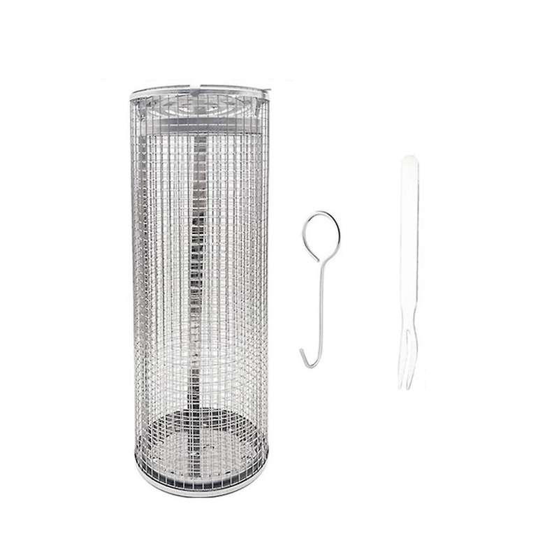Rolling Grilling Basket for Outdoor Grilling,bbq Rolling Grilling Mesh Cylinder for Barbecue Meat Ve