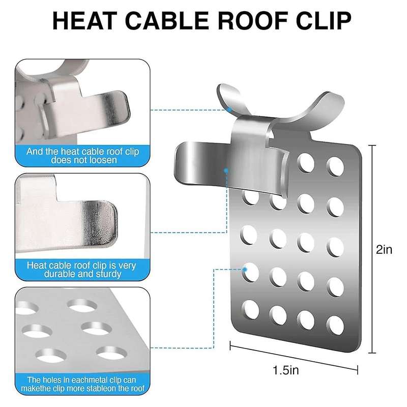 Roof De-icing Cable Clips, 100 Pack Aluminum Roof Clips, Metal Clip, Heat Cable Roof Clip, De-icing