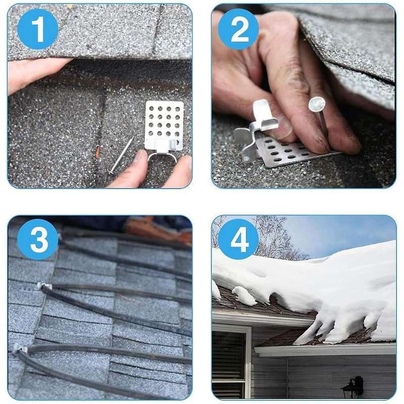 Roof De-icing Cable Clips, 100 Pack Aluminum Roof Clips, Metal Clip, Heat Cable Roof Clip, De-icing