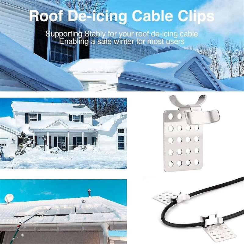 Roof De-icing Cable Clips, 100 Pack Aluminum Roof Clips, Metal Clip, Heat Cable Roof Clip, De-icing