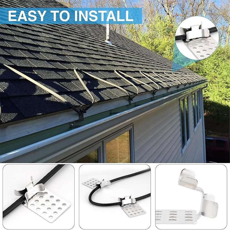 Roof De-icing Cable Clips, 100 Pack Aluminum Roof Clips, Metal Clip, Heat Cable Roof Clip, De-icing