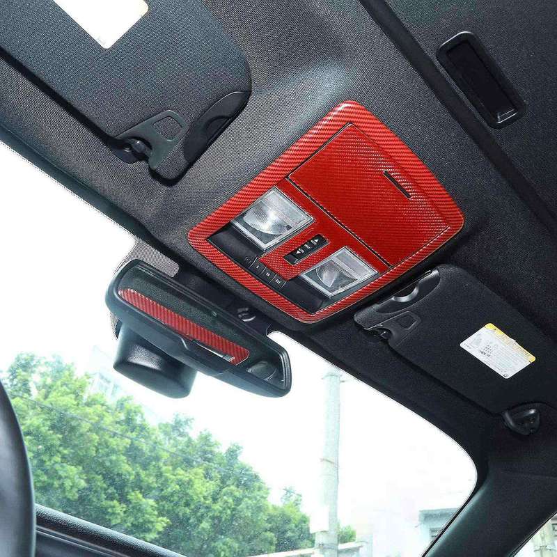 Roof Reading Light Trim Cover Top Read Light Inner Decoration Trim for 2015-2021 Red Real Carbon Fib