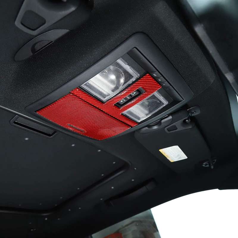 Roof Reading Light Trim Cover Top Read Light Inner Decoration Trim for 2015-2021 Red Real Carbon Fib