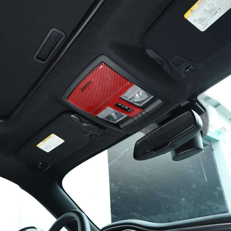 Roof Reading Light Trim Cover Top Read Light Inner Decoration Trim for 2015-2021 Red Real Carbon Fib