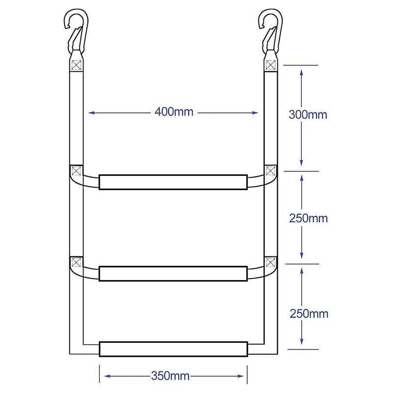 Rope Ladder for Inflatable Boat, Kayak, Motorboat, Canoeing (3 Step)