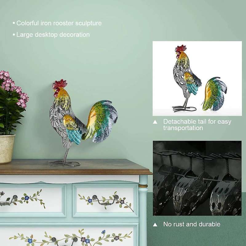 Rooster Sculpture Modern Iron Ornament Art Home Decoration Handicraft Shelf and Desk Decoration Scul
