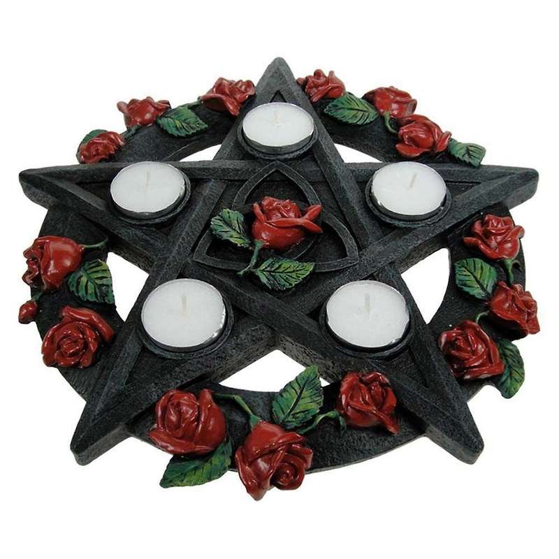 Rose Plate Retro Candlestick Ornaments, Five-Pointed Star Candlesticks, Tarot Ornaments, Resin Craft