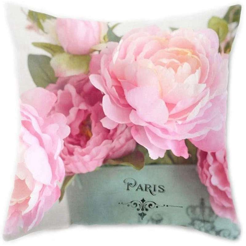 Rose Pillowcase with Flower Decoration Pillow Sofa Pillow Cushion (Pillow Core Not Included) Random