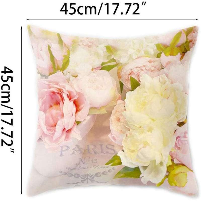 Rose Pillowcase with Flower Decoration Pillow Sofa Pillow Cushion (Pillow Core Not Included) Random