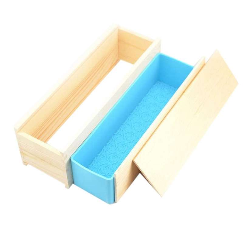 Rose Pattern Silicone Soap +Double Cover Soap Wood Box+2 Pcs Stainless Steel Wavy & Straight ,Homema