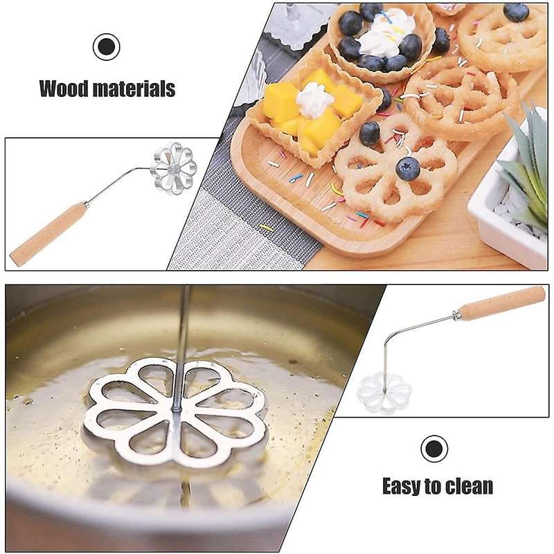 Rosette Timbale Iron Set Bunuelera with Handle Traditional Mexican Bunuelo Pastry Maker Cutter For