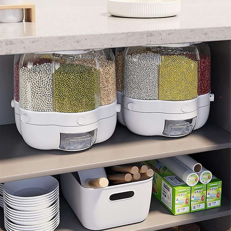 Rotating Food Dispenser Rice Bucket Rice Storage Tank Sealed Grain Container Storage Box For