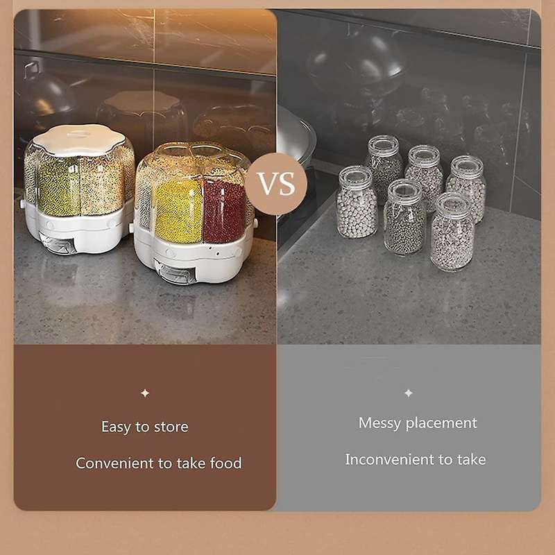 Rotating Food Dispenser Rice Bucket Rice Storage Tank Sealed Grain Container Storage Box For