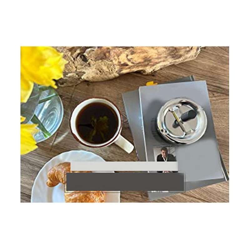 Rotating Ashtray 9cm Diameter Stainless Steel Black Matt Pvc Tape Carbon Look Rotating Ashtray Turn
