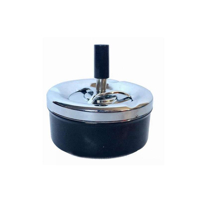 Rotating Ashtray 9cm Diameter Stainless Steel Black Matt Pvc Tape Carbon Look Rotating Ashtray Turn