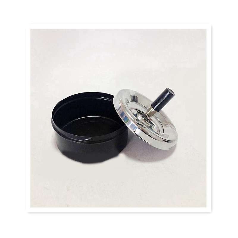 Rotating Ashtray 9cm Diameter Stainless Steel Black Matt Pvc Tape Carbon Look Rotating Ashtray Turn